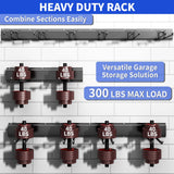 CRXCRC Garage Tool Organizer Wall Mount, 48inch Heavy Duty Garden Tool organizer Storage System, Easy Install With 6 Adjustable Straight Hooks, For Garage, Basement, Shed, Workshop(Black) CRXCRC
