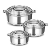 Milton Thermosteel Galaxia Insulated Hotpot Casseroles, Set of 3, Stainless Steel (1000ml, 1500ml, 2500ml) MILTON