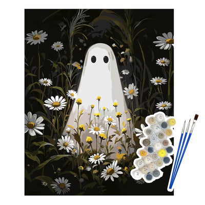 NPCSWXQ Paint by Numbers Kit for Adults Beginners, Ghost Floral Painting Crafts Number Art Paint Kits for Home Wall Bedroom Study or Office Decor Gift 16x20Inch