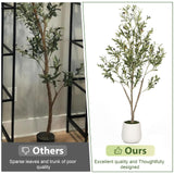 VIVATREES Artificial Olive Tree, 5FT Tall Faux Olive Tree with White Planter, Artificial Plants with Natural Wood Trunk and Lifelike Fruits for Home Office Decor VIVATREES