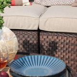 SUNSITT Outdoor Patio Furniture 4-Piece Half-Moon Curved Sofa Set PE Rattan Wicker sectional Set with 2 Side Tables SUNSITT