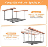 Jusgym 45-Inch x 45-Inch Overhead Garage Storage Rack, 17"-28" Height Adjustable Garage Ceiling Storage Racks, Heavy Duty Storage Organizer System, 250LBS Weight Capacity, Black Jusgym