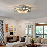 DIKAIDA 2 Pack White Flush Mount Ceiling Light, Farmhouse Ceiling Light Fixtures, 2-Light Rustic Metal Finish Industrial Kitchen Light Fixture for Bedroom, Hallway Light DIKAIDA