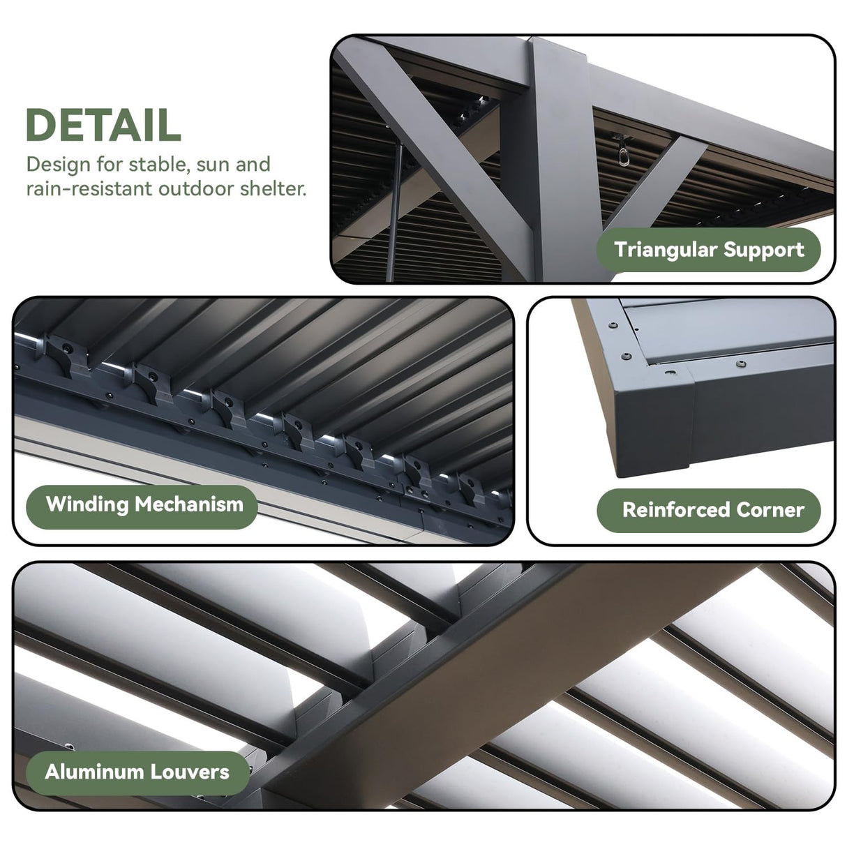 MELLCOM Louvered Pergola 10x10, Outdoor Shade Structure with 6" Aluminum Posts, Modern Aluminum Pergola with Adjustable Roof, Hardtop Gazebo Carport for Patio MELLCOM