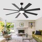 Kayleik 72 Inch Large Ceiling Fan with Lights and Remote, Black Ceiling Fan for 8 Blades 6 Speed Reversible Quiet DC Motor, Outdoor Ceiling Fans for Living Room,Patio,Garage,and Commercial Spaces Kayleik