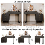 Ieejdn Black Vanity Desk with Mirror and Lights,Small Makeup Vanity with 5 Drawers，Modern Makeup Table with Adjustable Cabinet for Bedroom,Makeup Room Ieejdn