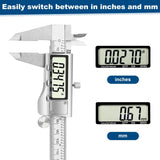 Caliper Measuring Tool, Qfun Vernier Digital Caliper Stainless Steel 6 Inch/150mm, Digital Micrometer Waterproof, Easy Switch from Inch to Millimeter, Large LCD Screen RVOGJP