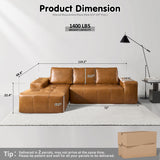 ovios Sectional Cloud Couch for Living Room, Modular Floor Sofa with Plush Corduroy, No Assembly Required, Big Comfy Couches Set with Fluffy Memory Foam, Stupendous U Shaped Sofas with Chaise, Brown ovios