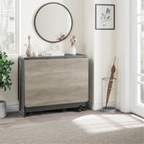 IDEALHOUSE Folding Dining Table, Drop Leaf Dining Table with 6 Wheels and 2-Layer Storage Shelf, Space Saving Dining Table for Small Spaces (Carlo Grey, 50.1" D x 31.4" W x 29.5" H) IDEALHOUSE