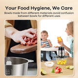 GANIZA Food Processors, Electric Food Chopper with Meat Grinder & Vegetable Chopper - 2 Bowls (8 Cup+8 Cup) with Powerful 450W Copper Motor - Includes 2 Sets of Bi-Level Blades for Fruits/Meat/Nuts Ganiza