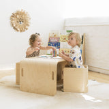 ECR4Kids Bentwood Multipurpose Table and Chair Set, Kids Furniture, Natural, 3-Piece ECR4Kids