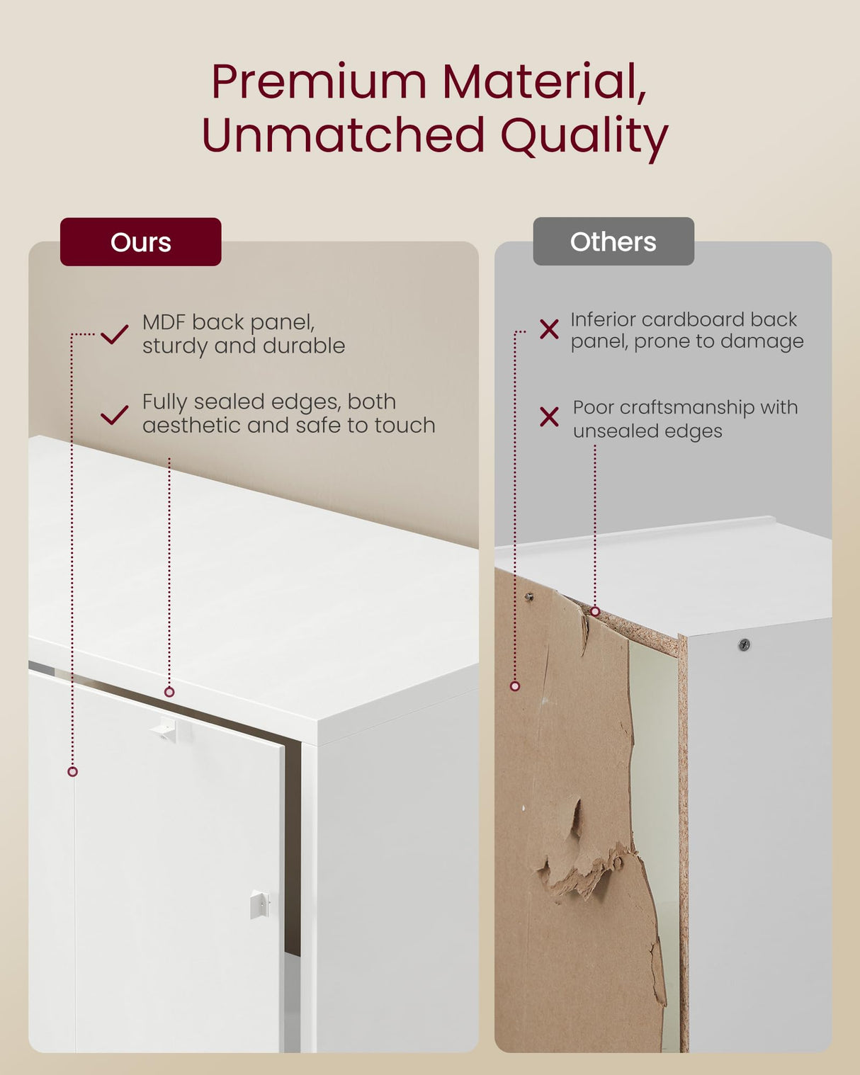 VASAGLE Custos Collection - Bookshelf, 6-Tier Tall Bookcase, Book Shelf with Doors, Open Storage Shelf, 9.4 x 23.6 x 68.9 Inches, for Living Room, Home Office, Dining Room, Cloud White ULBC402W01 VASAGLE
