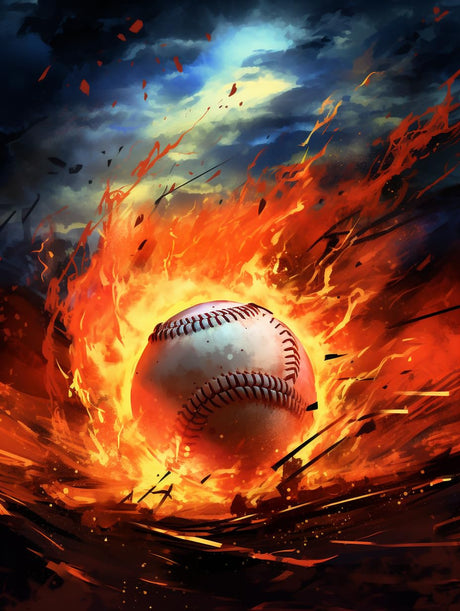 Generic Softball Baseball Girl in Fire 5D Diamond Art Painting for Adults Full Drill Paint by Round Diamond Number Kits for Beginners Easy Gems Cross Stitch for Wall Decor 11.8x15.8inch(3) Generic