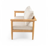 Christopher Knight Home Ordel Acacia Wood Outdoor Loveseat, Wooden Patio Loveseat Sofa, Patio Furniture 2-Seater Sofa with Removable Cushions,Comfy Lounge Sofa Outdoor for 2 People,Beige+Light Teak Christopher Knight Home