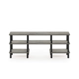 Furinno Turn-N-Tube 3-Tier Multipurpose Wide Shelf TV Stand, French Oak Grey/Black Furinno