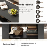 Tangkula 2-Tier Coffee Table, Modern Rectangular Center Cocktail Table with 5 Support Legs, Wooden Accent Living Room Furniture, Small Coffee Table for Small Spaces, Easy Assembly (Black) Tangkula