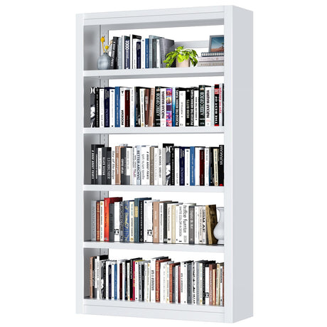 ZONLESON Bookcase,6-Tier Adjustable Steel Bookshelf,69" H Heavy Duty Metal Bookcase for Home/Office/Garage,Black Shelf (White, 69" Tall) ZONLESON
