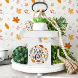 Fall Decor Autumn Leaves Wood Sign Hello Fall Decorations Farmhouse Home Table Desk Decor (5 x 5 Inches) Zauly