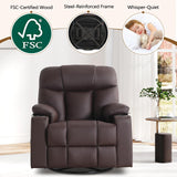 ANJ Swivel Rocker Recliner Chair, Manual PU Leather, 360° Swivel with Massage & Heat for Living Room, Brown ANJ