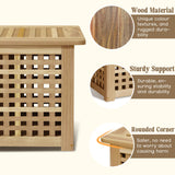 Gashell Bench with Storage, Acacia Laundry Hamper with Seat, Storage Benches with Seating for Entryway, Living Room, Bedroom, Bathroom (15.7x38.6x17.7in) Gashell