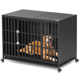 REXWELTEN 48 inch Heavy Duty Dog Crate with Self-Locking Latch, Indestructible Large Steel Kennel with Enclosed Design, Escape-Proof and Chew-Proof Pet Cage for High Anxiety Dogs Rexwelten
