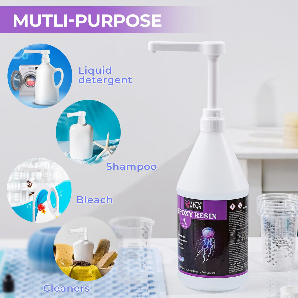 Bundle Set of LET'S RESIN 1 Gallon Epoxy Resin Kit and 30CC Gallon Pump Dispenser LET'S RESIN