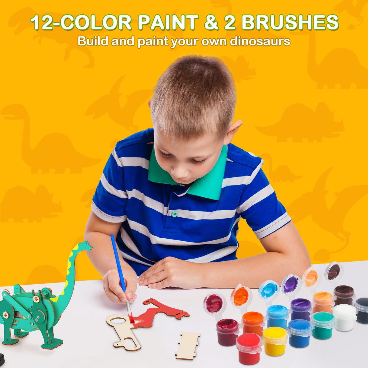 Poraxy Dinosaur Toys, 4 in 1 STEM Kits for Kids Age 8-10, Toys for Ages 8-13, Educational Science Building Projects, 3D Wooden Puzzles Robot Crafts, Gifts for Boys Girls 7 8 9 10 11 12 13 Year Old Poraxy