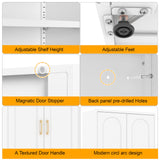 Metal Storage Cabinet with 4 Adjustable Shelves, 71" Tall Kitchen Storage Cabinet with Gold Handles, White Pantry Cabinets, Storage Cabinets for Home Office, Living Room, Hallway - Assembly Required MetalMax