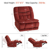 MCombo Dual Motor Oversized Power Recliner Chair, 38.2'' Large Wide Seat, Rocker Recliner with LED Lighting, USB Ports, Perfect for Living Room, Office and Home Theater, Fabric PR607 (Burgundy) MCombo