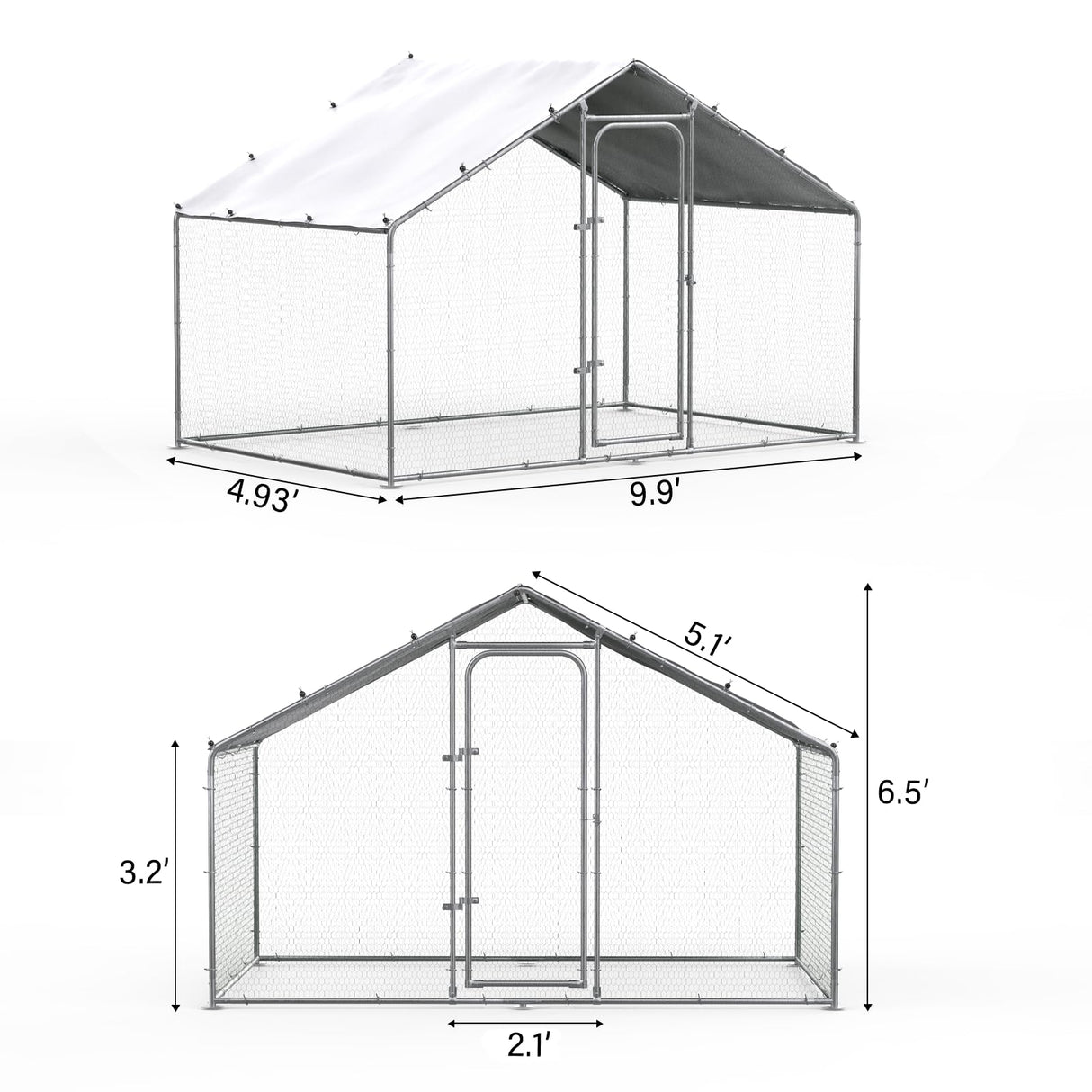 Chicken Coop Large Metal Chicken Run for Yard Chicken Pen/Cage Outdoor Walk-in Chicken House Heavy Duty Poultry Cage with Waterproof and Anti-UV Cover for Farm Use WoodArtSupply