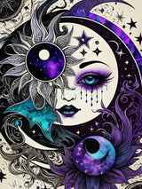 XIAOPAIZAI 5D Diamond Art Kits for Adults - Sun and Moon Diamond Painting Kits for Adults Beginner,DIY Fantasy Round Full Drill Paintings with Diamonds Gem Art for Home Wall Decor Gifts 11.8x15.7inch XIAOPAIZAI