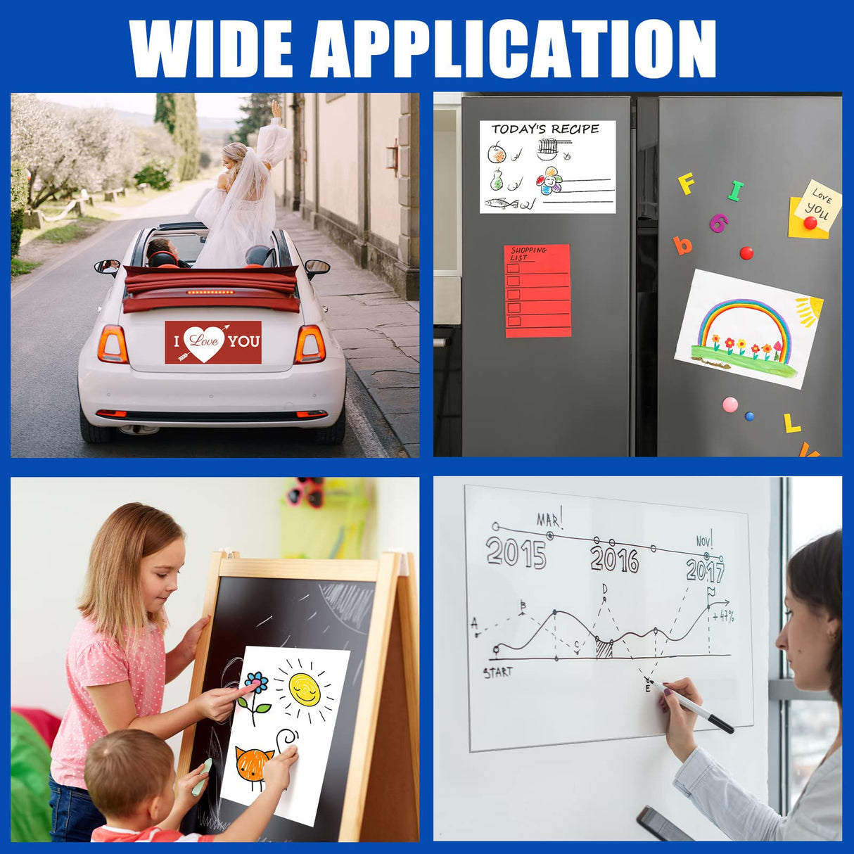 Tallew 4 Pcs Blank Magnets for Vehicles Rounded Corners Blank Car Magnet Set Door Blank Magnetic Sign Sheet Vinyl Magnetic Sheet for Advertise Business Company Logo, 18 x 12 Inches, 24 x 12 Inches Tallew