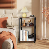 LELELINKY 3 Tier End Table,Record Player Stand with Storage Up to 100 Albums,Turntable Stand for Vinyl,Brown Records Shelf for Living Room Bedroom LELELINKY