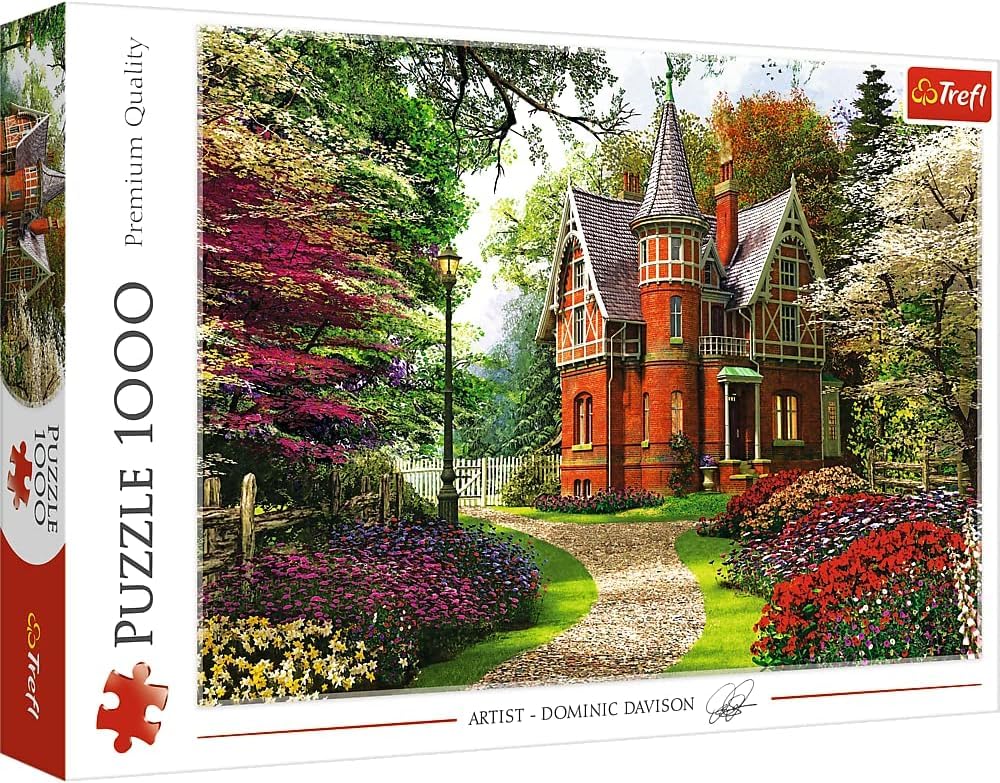 Trefl Victorian Cottage, 1000 Jigsaw Puzzle Red 27"x19" Print, Perfect Matching of Elements, for Adults and Children from 12 Years Old Trefl