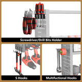 Power Tool Organizer Wall Mount, 4 Layer Heavy Duty Garage organizer Loads 280lbs, Tool Organizers with 8 Drill Hanger, Battery Tools Holder Garage Storage Organization for Workbench, Pegboard, Shed 1R2P3I