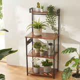 OIRBOEUS Rustic Brown Bakers Rack with Power Outlet and 5-Tier Storage for Kitchen and Coffee Bar OIRBOEUS