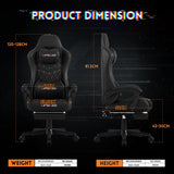 Gaming Chair, Computer Office Chair with Footrest, 155° Reclining Chair, Ergonomic High Back Computer Chair with Headrest and Lumbar Support for Adults and Kids(All Black) Gamtimer
