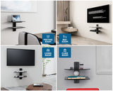 FITUEYES 2 Tiers Floating Shelves for Wall Under TV DVD Shelf Wall Mount Shelves Hold up to 22lbs Tempered Glass for PS4, Xbox, Game Console and Cable Box Black FITUEYES