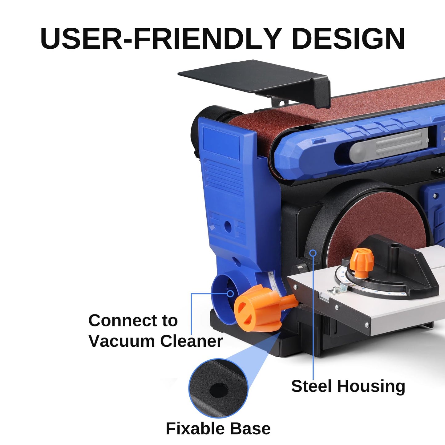 SainSmart Belt Sander & Disc Sander Combo with Adjustable Speed, Benchtop Sander with Full Copper Motor, 0-90° Belt & 0-45° Tillable Worktable, Dust Collection Port, Perfect for Woodworking P - WoodArtSupply