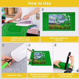 Ainiv Jigsaw Puzzle Mat Roll Up 1500 Pieces, 46" x 26" Portable Felt Puzzles Board with Travel Storage Bag, Jigsaw Saver Pad Keeper for Adults Teens, Green Ainiv