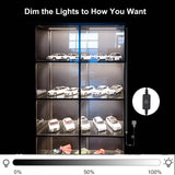 Martronic 4-Pack 12 Inch LED Display Case Lighting Kit, Black Dimmable Bookshelf Light Bars with 12V Power Adapter, 6000K Bright White, Plug-in Slim Lights for Shelves, Curio Cabinets, and Bookcases Martronic