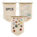 3 PCS Canvas Banners Wall Hanging Brooch Jewelry Storage Case Stand Enamel Pin Display, Sublimation blank Banner,Holder Earrings Necklace Pin Collection Organizer OKBA