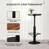 BOKKOLIK 42inch Industrial Style Farmhouse Bar Table, Round Wooden Top, Matte Black Metal Base BOKKOLIK