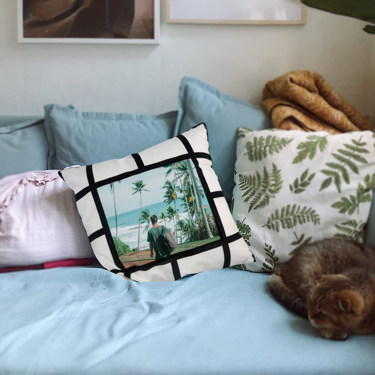 MAIKESUB 4 Pcs Sublimation Blank Lattice Pillow Cases Cushion Cover Throw Pillow Covers for Sublimation Printing15.7 x 15.7 Inch with Invisible Zippers DIY No Pillow Insert13 Panel MAIKESUB