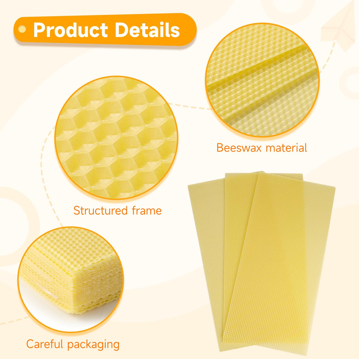 60-Pack Beeswax Sheets, 16-1/3 inch x 7-2/3 inch,Beehive Wax Foundation, Beeswax Foundation Sheet, Beeswax for Candle Making Beekeeping Varku