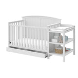 Storkcraft Steveston 5-in-1 Convertible Crib and Changer with Drawer (White) – GREENGUARD Gold Certified, Crib and Changing Table Combo with Drawer, Converts to Toddler Bed, Daybed and Full-Size Bed Storkcraft