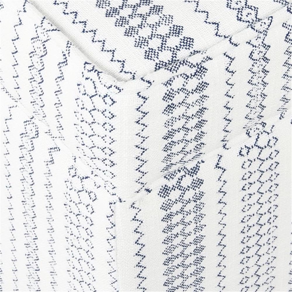 HomePop Home Decor | K7342-F2359 |Classic Square Storage Ottoman with Lift Off Lid | Ottoman with Storage for Living Room & Bedroom, Blue Stripe Large HomePop