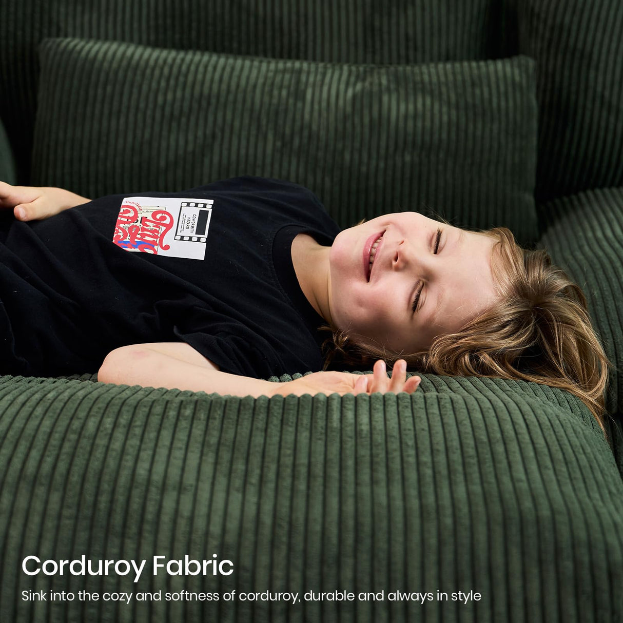 Belffin Large Modular Sectional Sofa with Deep Chaise, 104" Corduroy L Shaped Couch with 9" Soft Dual-Layer Seats Cushion for Living Room, Apartment, Green Belffin