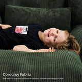 Belffin Large Modular Sectional Sofa with Deep Chaise, 104" Corduroy L Shaped Couch with 9" Soft Dual-Layer Seats Cushion for Living Room, Apartment, Green Belffin