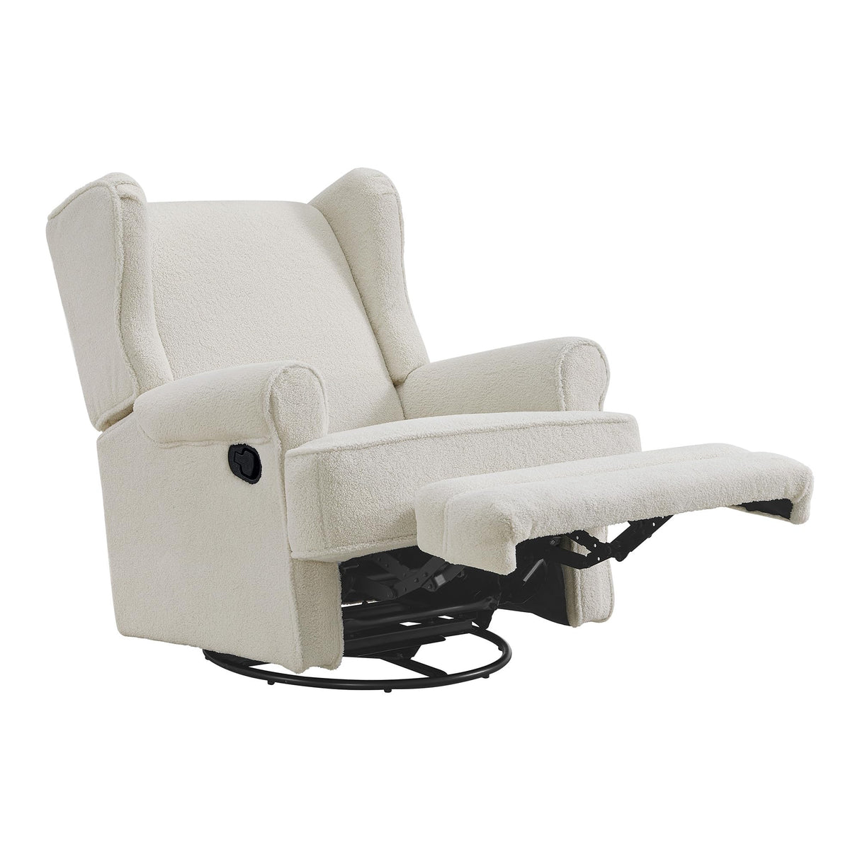 Oxford Baby Teegan Upholstered Swivel Glider & Recliner Nursery Chair, Boucle White Oxford Baby